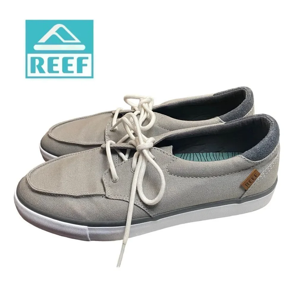 REEF Deckhand 3 Men's Grey White Boat Deck Shoes with Box 7.5